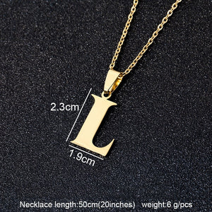 Stainless Steel A To Z 26 Letters Initial Minimalist Necklace For Women Alphabet Pendant Necklace Friends Family Gift Jewelry