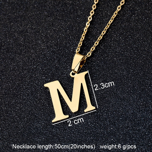 Stainless Steel A To Z 26 Letters Initial Minimalist Necklace For Women Alphabet Pendant Necklace Friends Family Gift Jewelry