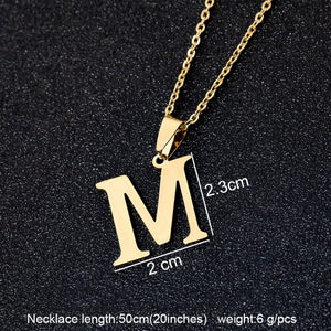 Stainless Steel A To Z 26 Letters Initial Minimalist Necklace For Women Alphabet Pendant Necklace Friends Family Gift Jewelry