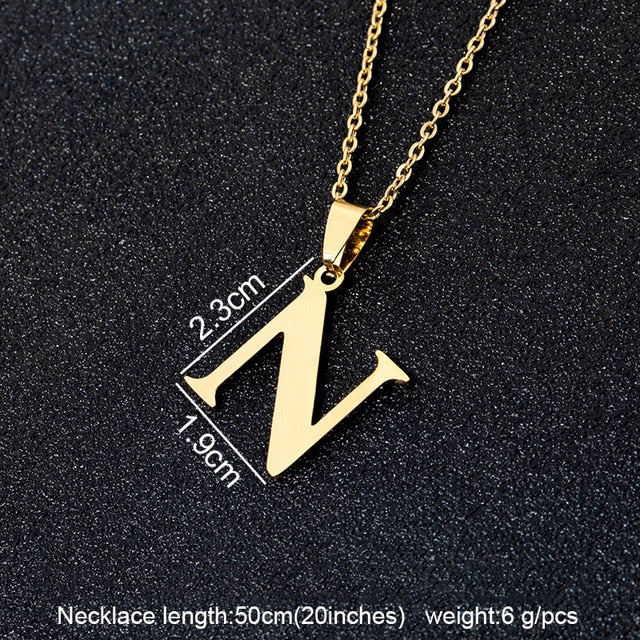 Stainless Steel A To Z 26 Letters Initial Minimalist Necklace For Women Alphabet Pendant Necklace Friends Family Gift Jewelry