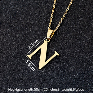 Stainless Steel A To Z 26 Letters Initial Minimalist Necklace For Women Alphabet Pendant Necklace Friends Family Gift Jewelry