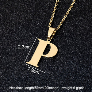 Stainless Steel A To Z 26 Letters Initial Minimalist Necklace For Women Alphabet Pendant Necklace Friends Family Gift Jewelry
