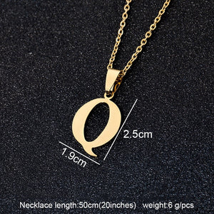 Stainless Steel A To Z 26 Letters Initial Minimalist Necklace For Women Alphabet Pendant Necklace Friends Family Gift Jewelry