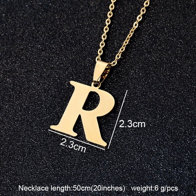 Stainless Steel A To Z 26 Letters Initial Minimalist Necklace For Women Alphabet Pendant Necklace Friends Family Gift Jewelry