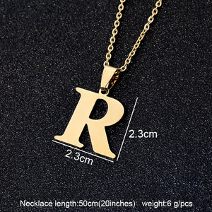 Stainless Steel A To Z 26 Letters Initial Minimalist Necklace For Women Alphabet Pendant Necklace Friends Family Gift Jewelry