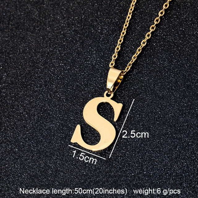 Stainless Steel A To Z 26 Letters Initial Minimalist Necklace For Women Alphabet Pendant Necklace Friends Family Gift Jewelry