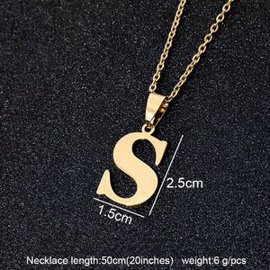 Stainless Steel A To Z 26 Letters Initial Minimalist Necklace For Women Alphabet Pendant Necklace Friends Family Gift Jewelry