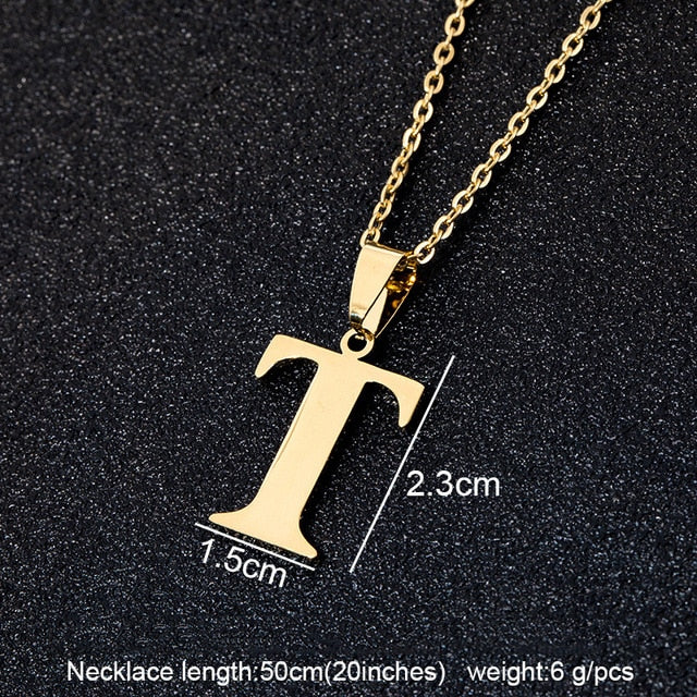 Stainless Steel A To Z 26 Letters Initial Minimalist Necklace For Women Alphabet Pendant Necklace Friends Family Gift Jewelry