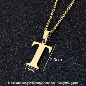 Stainless Steel A To Z 26 Letters Initial Minimalist Necklace For Women Alphabet Pendant Necklace Friends Family Gift Jewelry