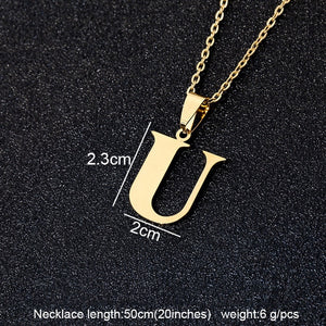 Stainless Steel A To Z 26 Letters Initial Minimalist Necklace For Women Alphabet Pendant Necklace Friends Family Gift Jewelry