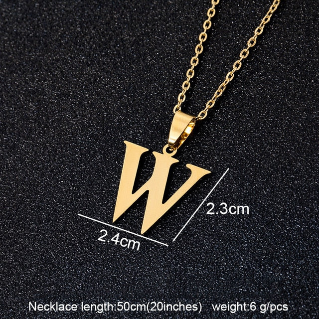 Stainless Steel A To Z 26 Letters Initial Minimalist Necklace For Women Alphabet Pendant Necklace Friends Family Gift Jewelry