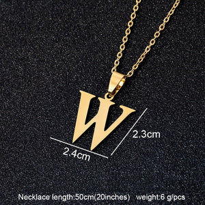 Stainless Steel A To Z 26 Letters Initial Minimalist Necklace For Women Alphabet Pendant Necklace Friends Family Gift Jewelry