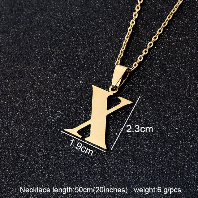 Stainless Steel A To Z 26 Letters Initial Minimalist Necklace For Women Alphabet Pendant Necklace Friends Family Gift Jewelry