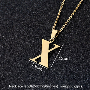 Stainless Steel A To Z 26 Letters Initial Minimalist Necklace For Women Alphabet Pendant Necklace Friends Family Gift Jewelry