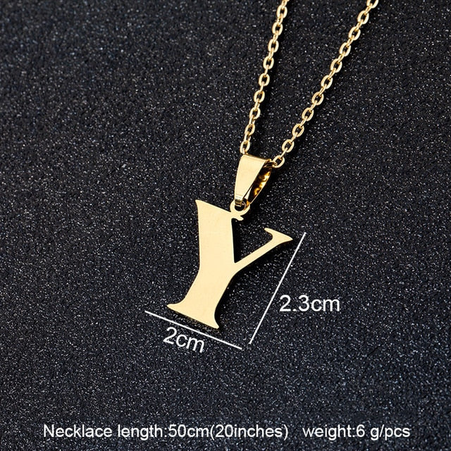 Stainless Steel A To Z 26 Letters Initial Minimalist Necklace For Women Alphabet Pendant Necklace Friends Family Gift Jewelry