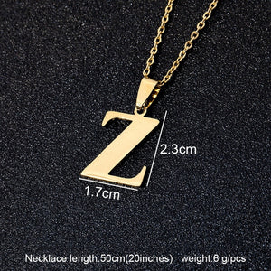 Stainless Steel A To Z 26 Letters Initial Minimalist Necklace For Women Alphabet Pendant Necklace Friends Family Gift Jewelry