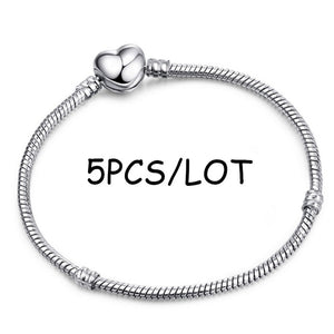 BAOPON 5pcs/lot Snake Chain Safety Clasp European Fine Bracelet Fit DIY Charm Bracelets & Bangles Jewelry For Women&Men Gift