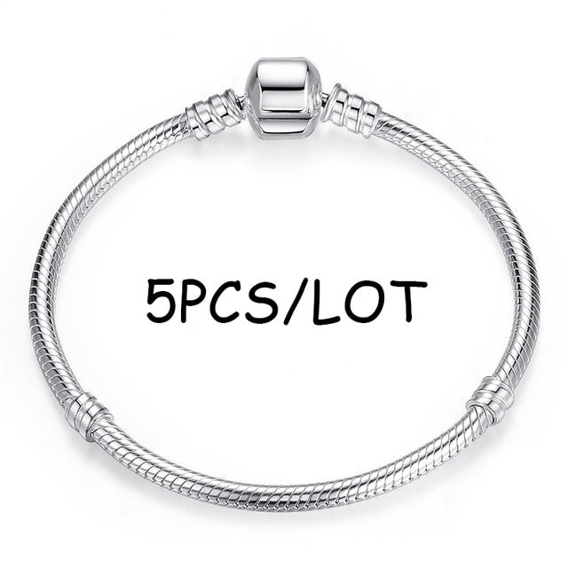 BAOPON 5pcs/lot Snake Chain Safety Clasp European Fine Bracelet Fit DIY Charm Bracelets & Bangles Jewelry For Women&Men Gift
