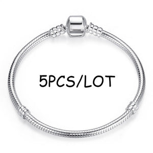 BAOPON 5pcs/lot Snake Chain Safety Clasp European Fine Bracelet Fit DIY Charm Bracelets & Bangles Jewelry For Women&Men Gift