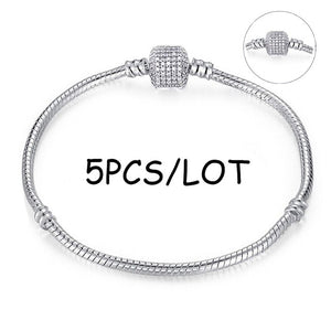 BAOPON 5pcs/lot Snake Chain Safety Clasp European Fine Bracelet Fit DIY Charm Bracelets & Bangles Jewelry For Women&Men Gift
