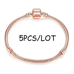 BAOPON 5pcs/lot Snake Chain Safety Clasp European Fine Bracelet Fit DIY Charm Bracelets & Bangles Jewelry For Women&Men Gift