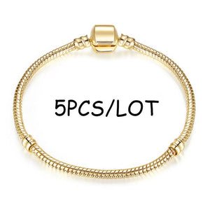 BAOPON 5pcs/lot Snake Chain Safety Clasp European Fine Bracelet Fit DIY Charm Bracelets & Bangles Jewelry For Women&Men Gift
