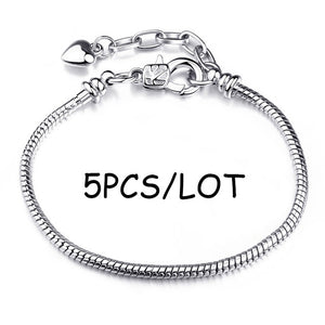 BAOPON 5pcs/lot Snake Chain Safety Clasp European Fine Bracelet Fit DIY Charm Bracelets & Bangles Jewelry For Women&Men Gift