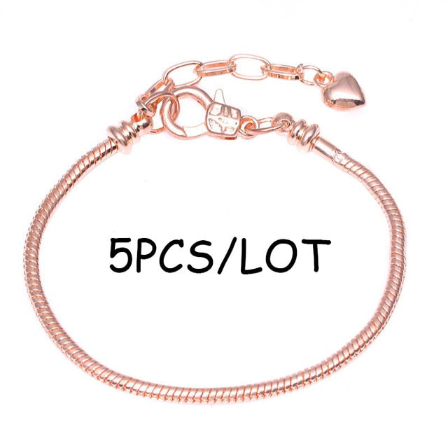 BAOPON 5pcs/lot Snake Chain Safety Clasp European Fine Bracelet Fit DIY Charm Bracelets & Bangles Jewelry For Women&Men Gift