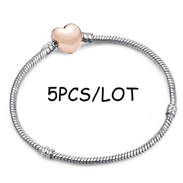 BAOPON 5pcs/lot Snake Chain Safety Clasp European Fine Bracelet Fit DIY Charm Bracelets & Bangles Jewelry For Women&Men Gift