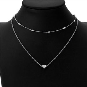 Simple Fashion Female Clavicle Pendant Peach Heart Multi-Layer Clavicle Neck Chain Necklace Heart-Shaped Pendant