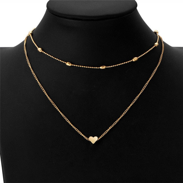 Simple Fashion Female Clavicle Pendant Peach Heart Multi-Layer Clavicle Neck Chain Necklace Heart-Shaped Pendant