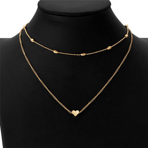 Simple Fashion Female Clavicle Pendant Peach Heart Multi-Layer Clavicle Neck Chain Necklace Heart-Shaped Pendant