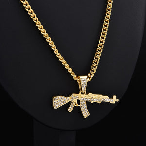 Fashion Choker Necklaces for Women 2020 Gun Pendant Crystal Rhinestone Chain Necklace Women Men Punk Chains Jewelry Gift