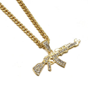 Fashion Choker Necklaces for Women 2020 Gun Pendant Crystal Rhinestone Chain Necklace Women Men Punk Chains Jewelry Gift