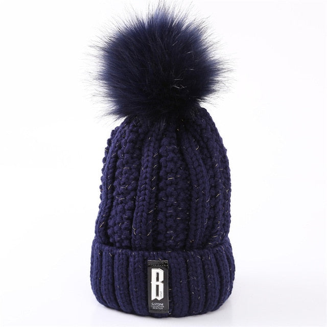 Brand Winter knitted Beanies Hats Women Thick Warm Beanie Skullies Hat Female knit Letter Bonnet Beanie Caps Outdoor Riding Sets