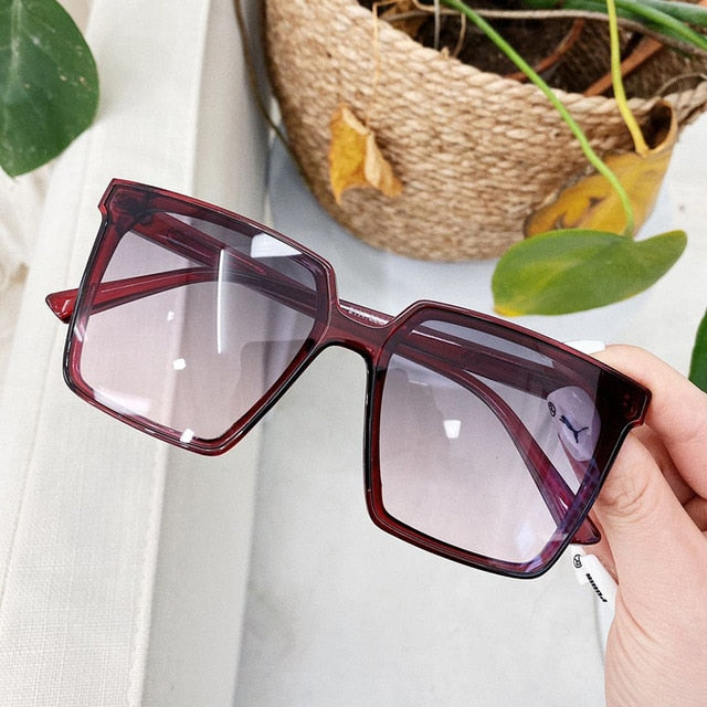oversized square sunglasses for women and men clear tea black gradient sun glasses female sexy big eyewear uv400 oculos feminino