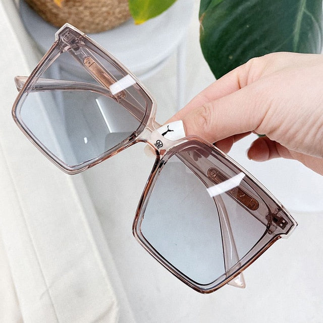 oversized square sunglasses for women and men clear tea black gradient sun glasses female sexy big eyewear uv400 oculos feminino