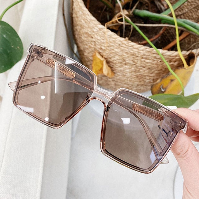 oversized square sunglasses for women and men clear tea black gradient sun glasses female sexy big eyewear uv400 oculos feminino