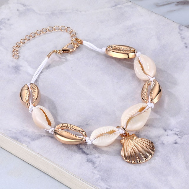 IPARAM Bohemia Vintage Shell Rope Chain Bracelet Women Beach Sea Shell Bracelet Anklet Jewelry Party Gift Wholesale