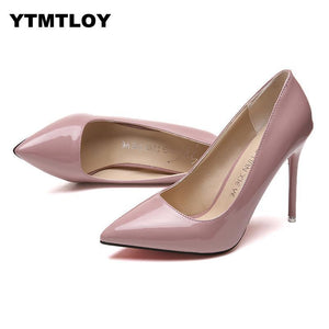 Plus Size 34-44 HOT Women Shoes Pointed Toe Pumps Patent Leather Dress  High Heels Boat Shoes Wedding Shoes Zapatos Mujer