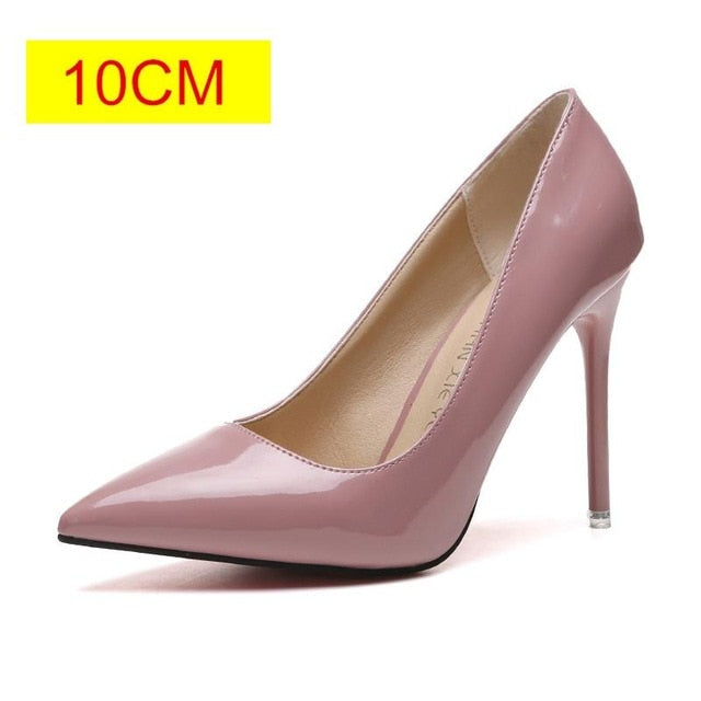 Plus Size 34-44 HOT Women Shoes Pointed Toe Pumps Patent Leather Dress  High Heels Boat Shoes Wedding Shoes Zapatos Mujer