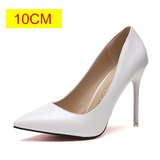 Plus Size 34-44 HOT Women Shoes Pointed Toe Pumps Patent Leather Dress  High Heels Boat Shoes Wedding Shoes Zapatos Mujer