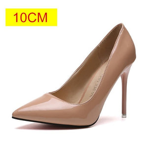 Plus Size 34-44 HOT Women Shoes Pointed Toe Pumps Patent Leather Dress  High Heels Boat Shoes Wedding Shoes Zapatos Mujer