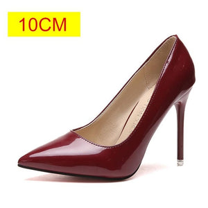 Plus Size 34-44 HOT Women Shoes Pointed Toe Pumps Patent Leather Dress  High Heels Boat Shoes Wedding Shoes Zapatos Mujer