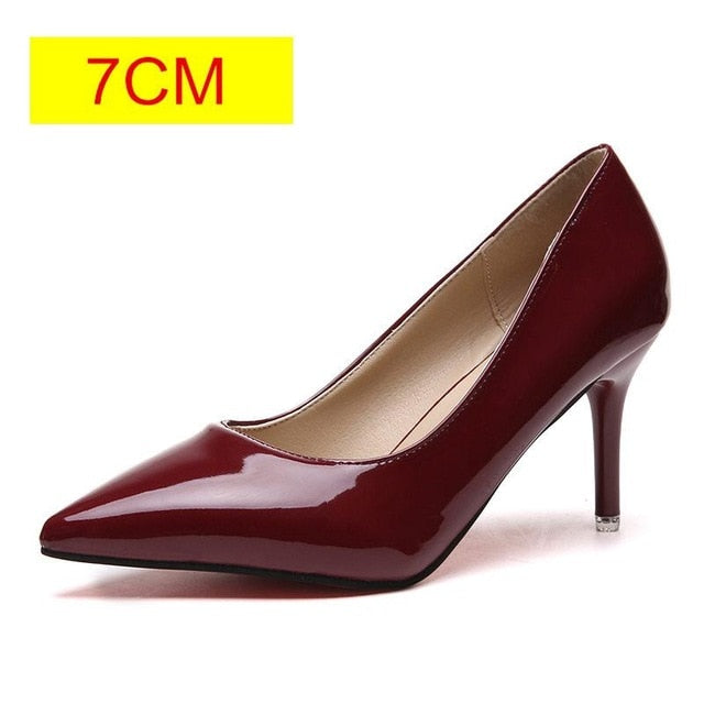 Plus Size 34-44 HOT Women Shoes Pointed Toe Pumps Patent Leather Dress  High Heels Boat Shoes Wedding Shoes Zapatos Mujer