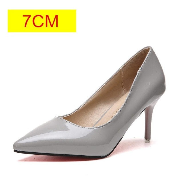 Plus Size 34-44 HOT Women Shoes Pointed Toe Pumps Patent Leather Dress  High Heels Boat Shoes Wedding Shoes Zapatos Mujer