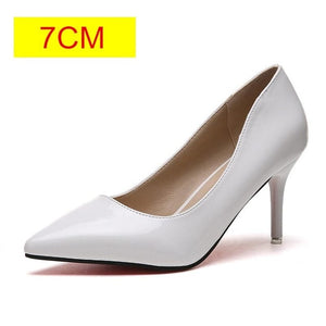 Plus Size 34-44 HOT Women Shoes Pointed Toe Pumps Patent Leather Dress  High Heels Boat Shoes Wedding Shoes Zapatos Mujer