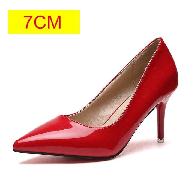 Plus Size 34-44 HOT Women Shoes Pointed Toe Pumps Patent Leather Dress  High Heels Boat Shoes Wedding Shoes Zapatos Mujer