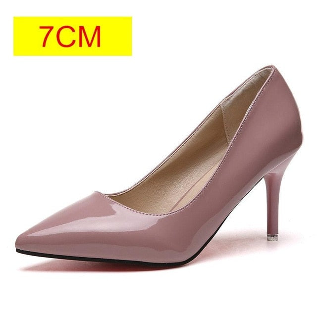 Plus Size 34-44 HOT Women Shoes Pointed Toe Pumps Patent Leather Dress  High Heels Boat Shoes Wedding Shoes Zapatos Mujer