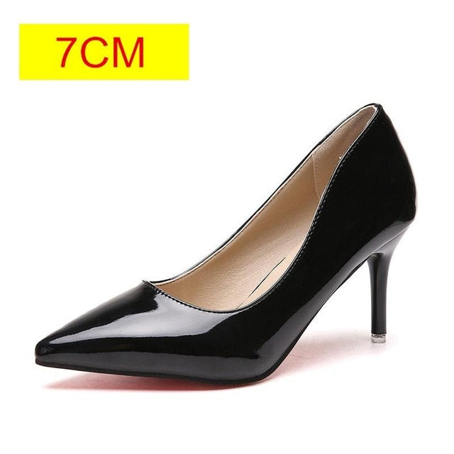 Plus Size 34-44 HOT Women Shoes Pointed Toe Pumps Patent Leather Dress  High Heels Boat Shoes Wedding Shoes Zapatos Mujer